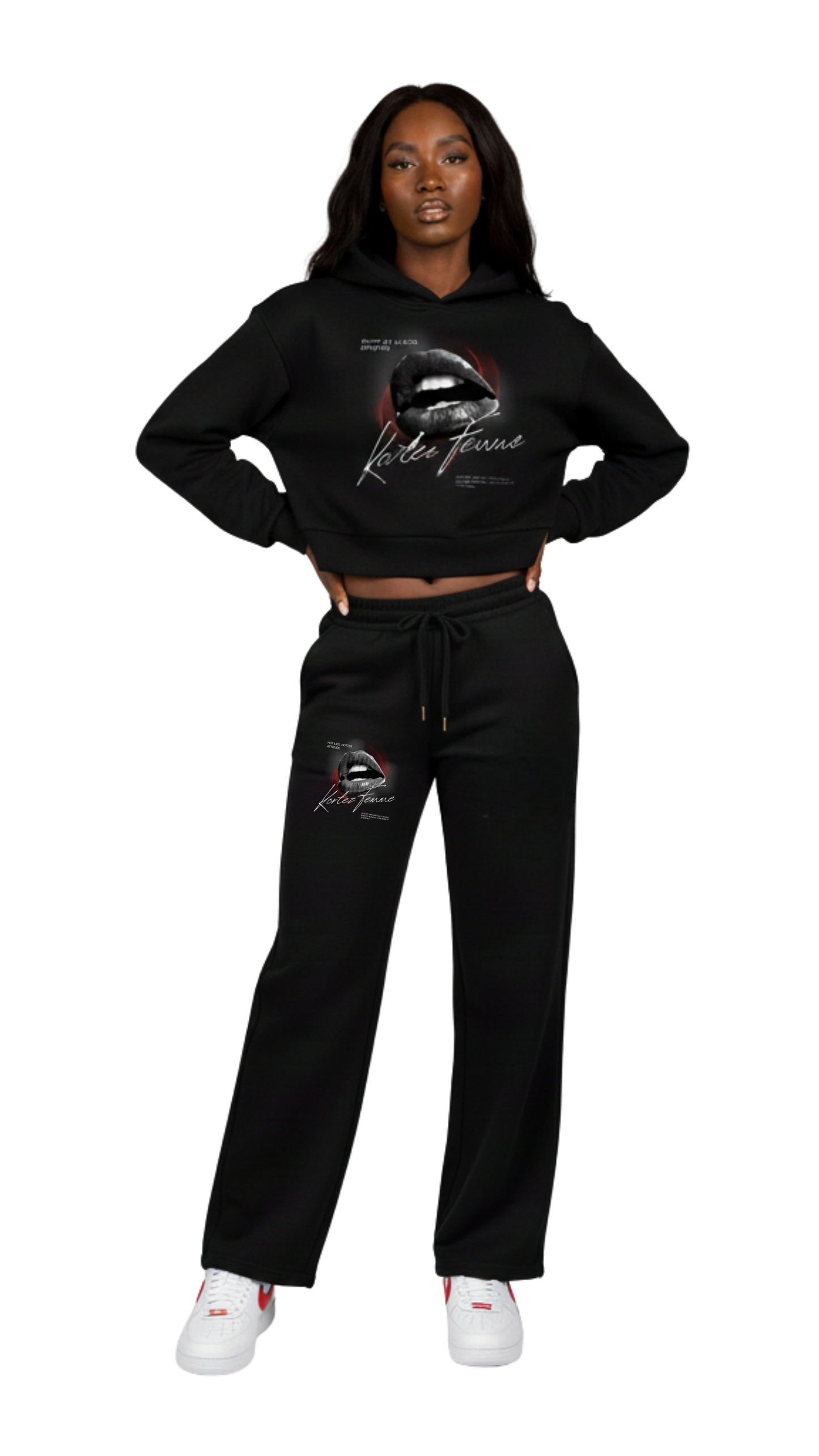 KORTEZ – Femme Essential Cropped Hoodie / Black