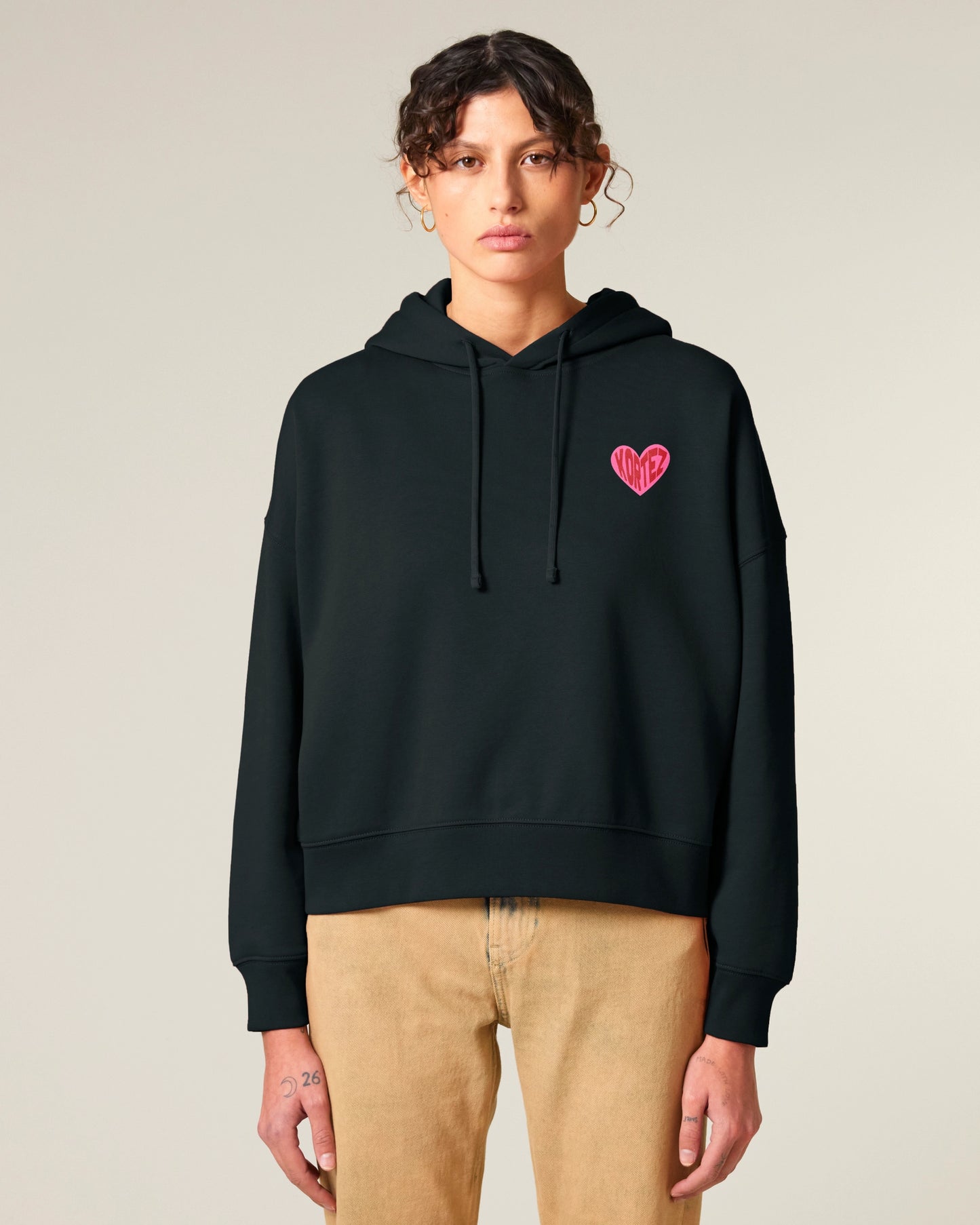 KORTEZ - HeartBeat Crop Hoodie (Black)