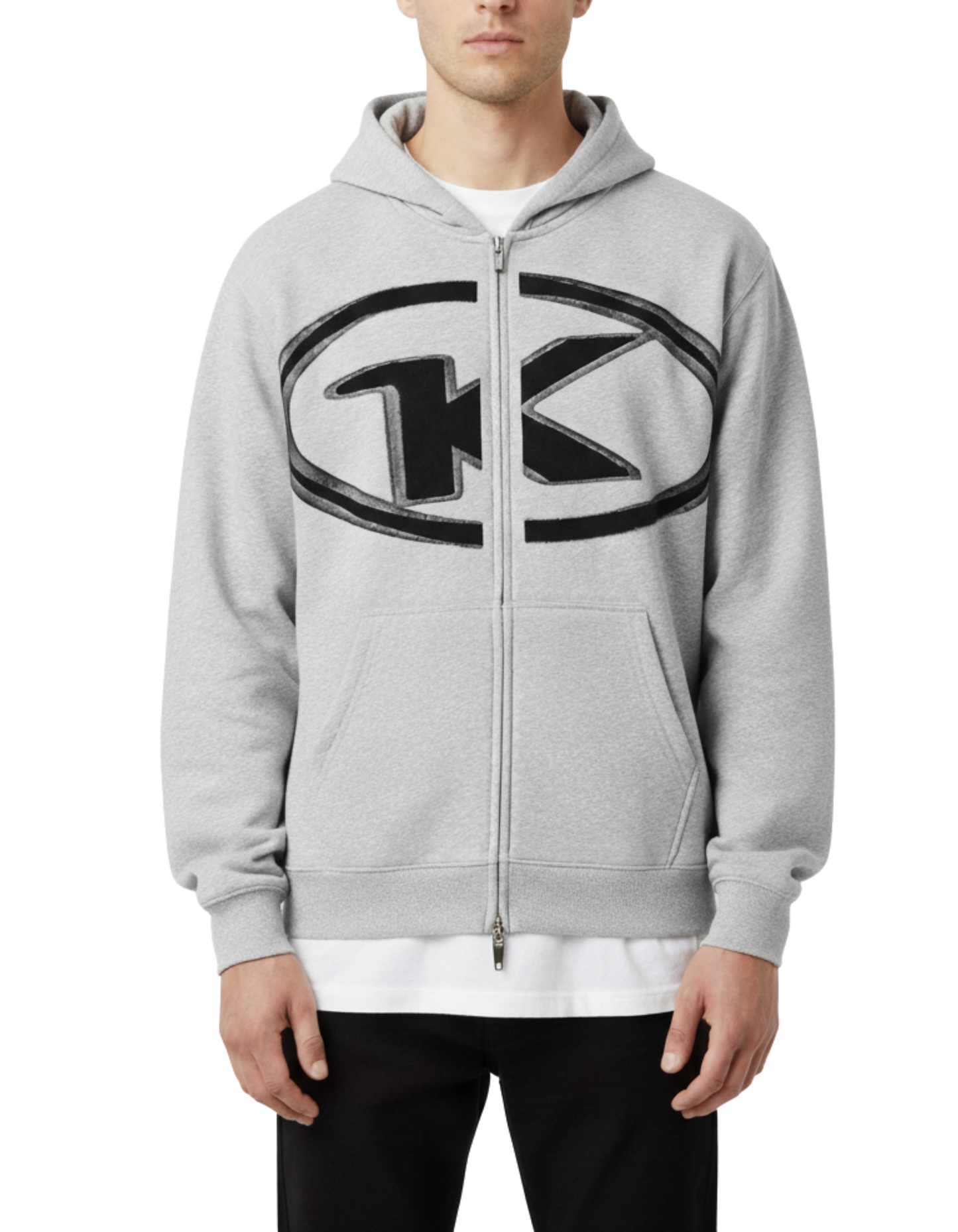 KORTEZ - Monogram Essential Fleece Zip / Flower Gray