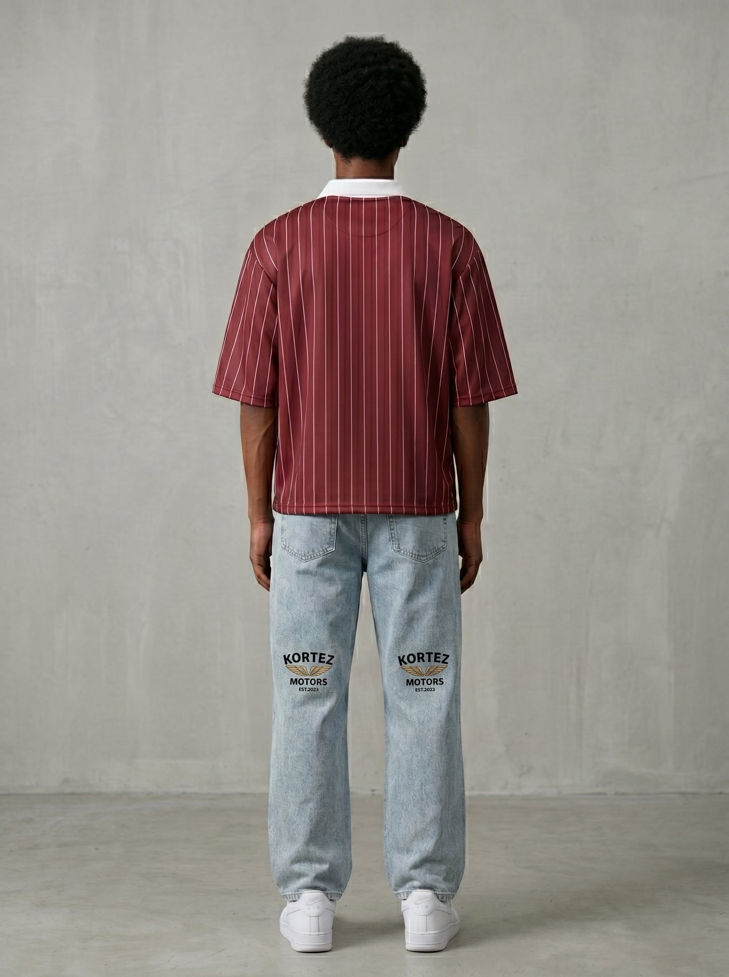 KORTEZ - Pinstripe Collared Soccer Jersey / Red