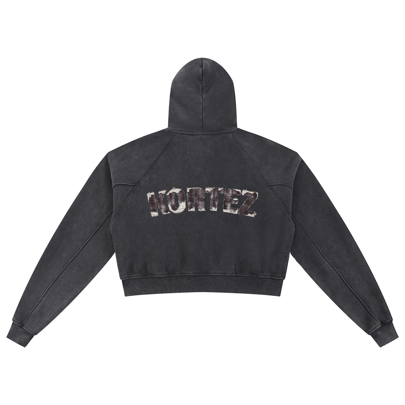 KORTEZ – Snow Washed Crop Hoodie / Black