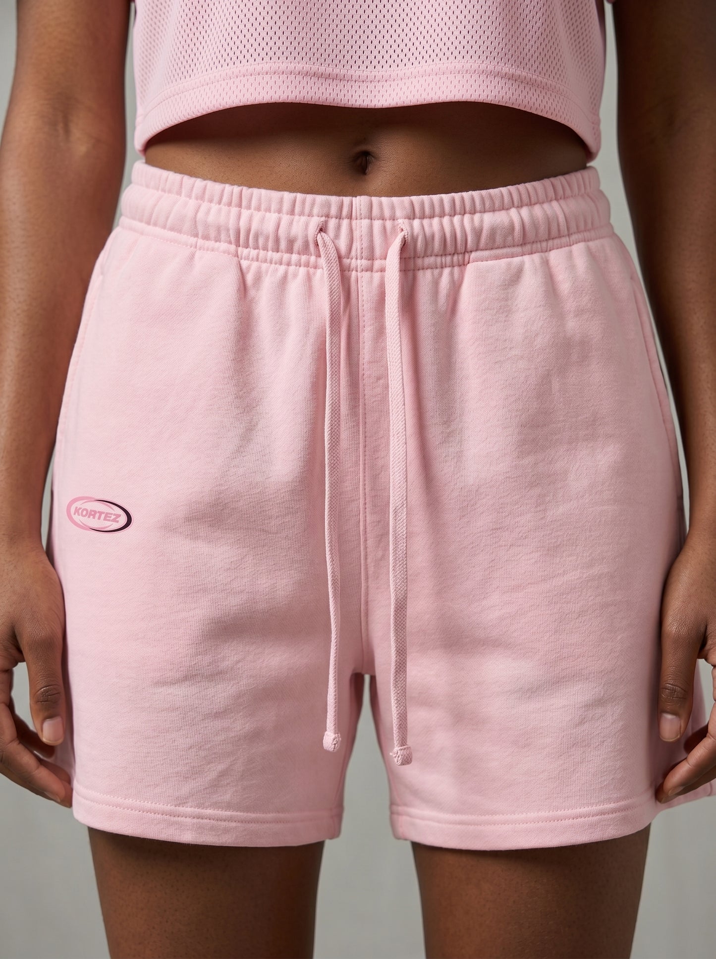 KORTEZ - Vintage Wash Cotton Shorts / Pink