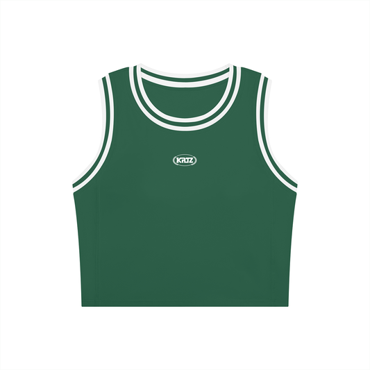 KORTEZ - Yoga Performance Tank Top / Blackish Green with White