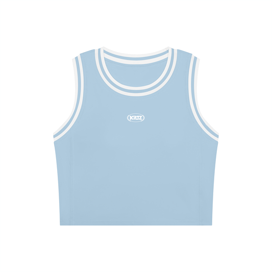 KORTEZ - Yoga Performance Tank Top / Sky Blue with White