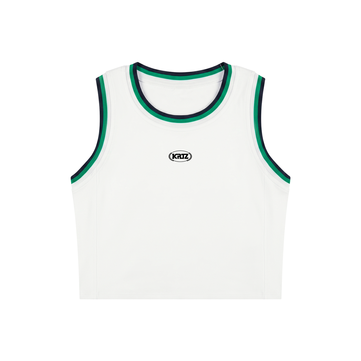 KORTEZ - Yoga Performance Tank Top / White with Green