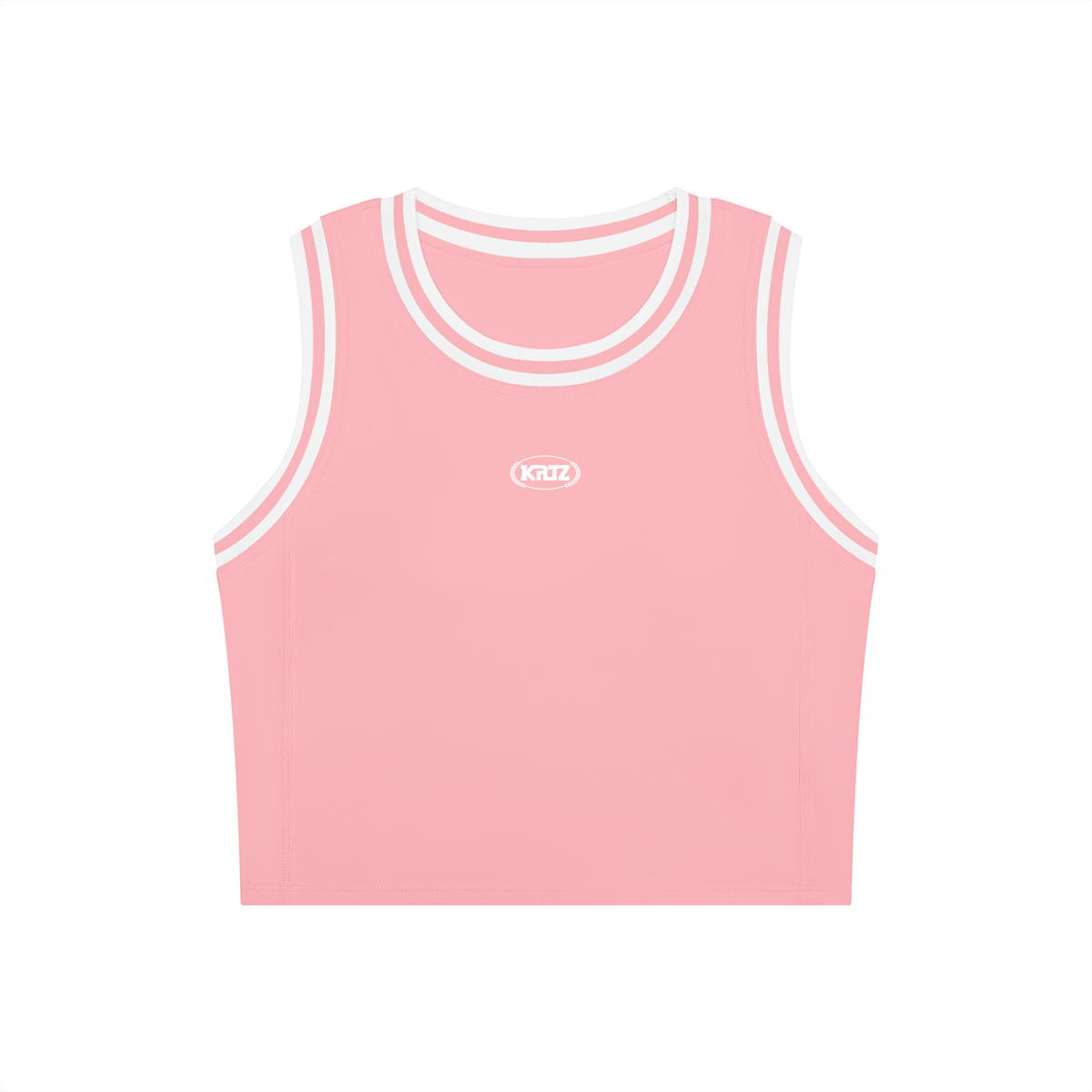 KORTEZ - Yoga Performance Tank Top / Rose Pink with White