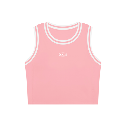 KORTEZ - Yoga Performance Tank Top / Rose Pink with White