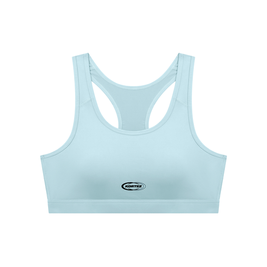 KORTEZ - Cropped Performance Sports Bra / Sky Blue