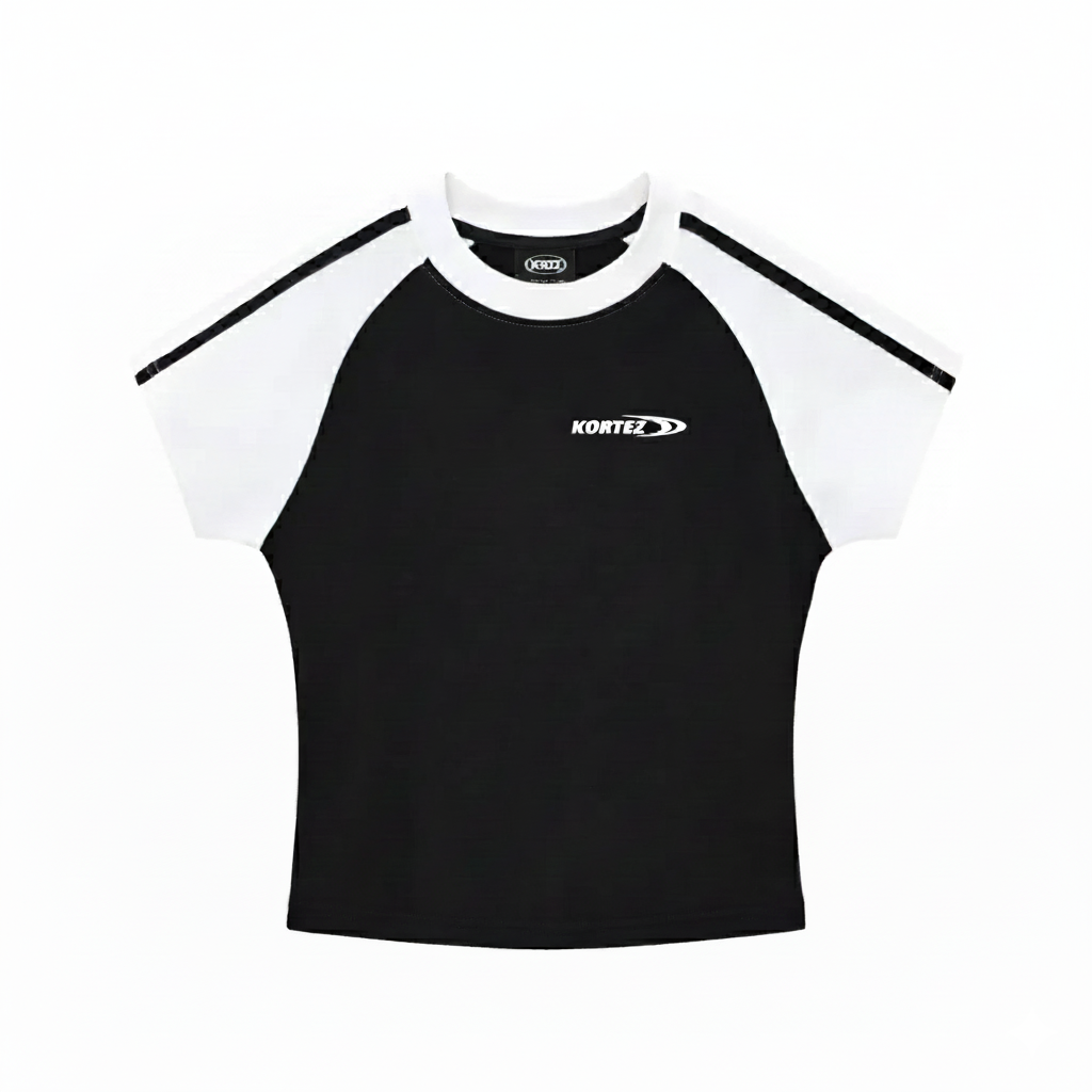 KORTEZ - Contrast Stripes T-Shirt / Black