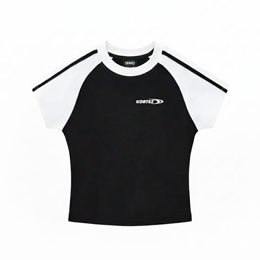 KORTEZ - Contrast Stripes T-Shirt / Black