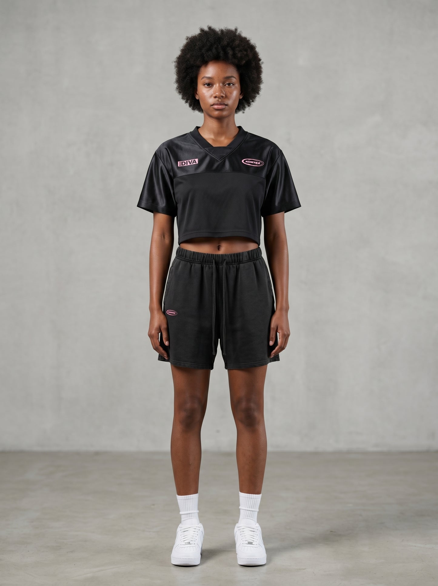 KORTEZ - Vintage Wash Cotton Shorts / Black