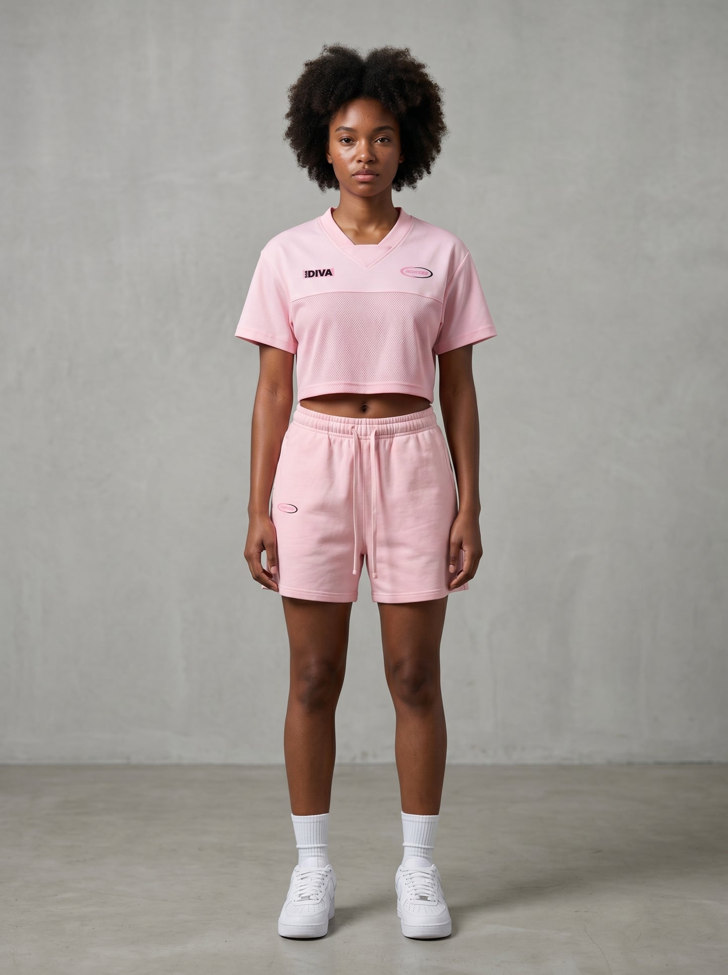 KORTEZ - Vintage Wash Cotton Shorts / Pink