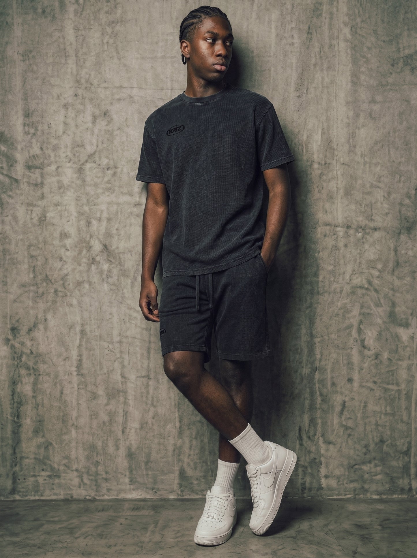 KORTEZ - Essential Waffle Knit Tee / Black