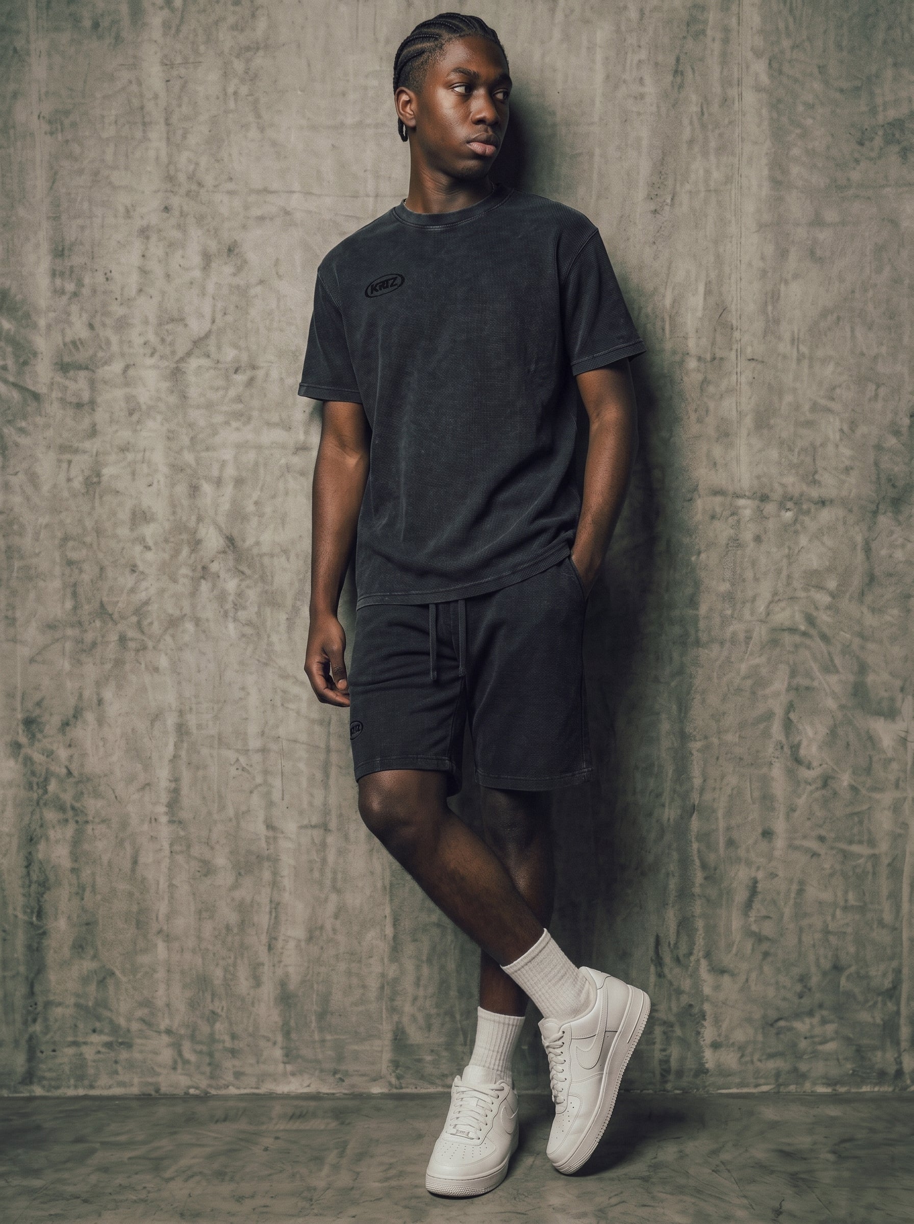 KORTEZ - Essential Waffle Knit Tee / Black