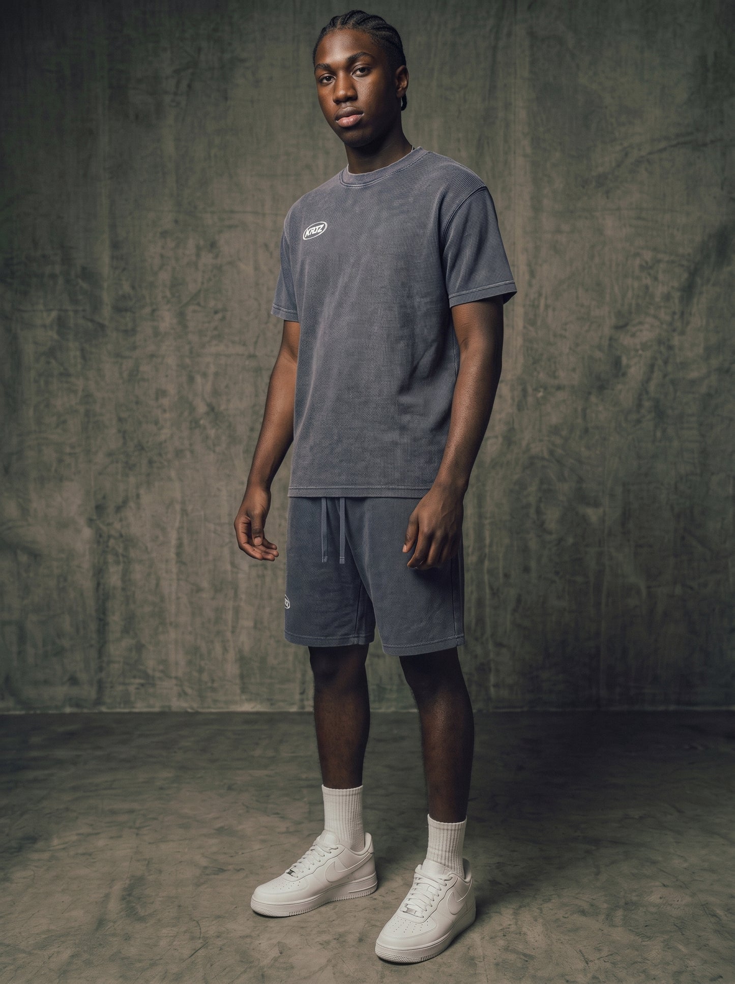 KORTEZ - Essential Waffle Knit Tee / Blue