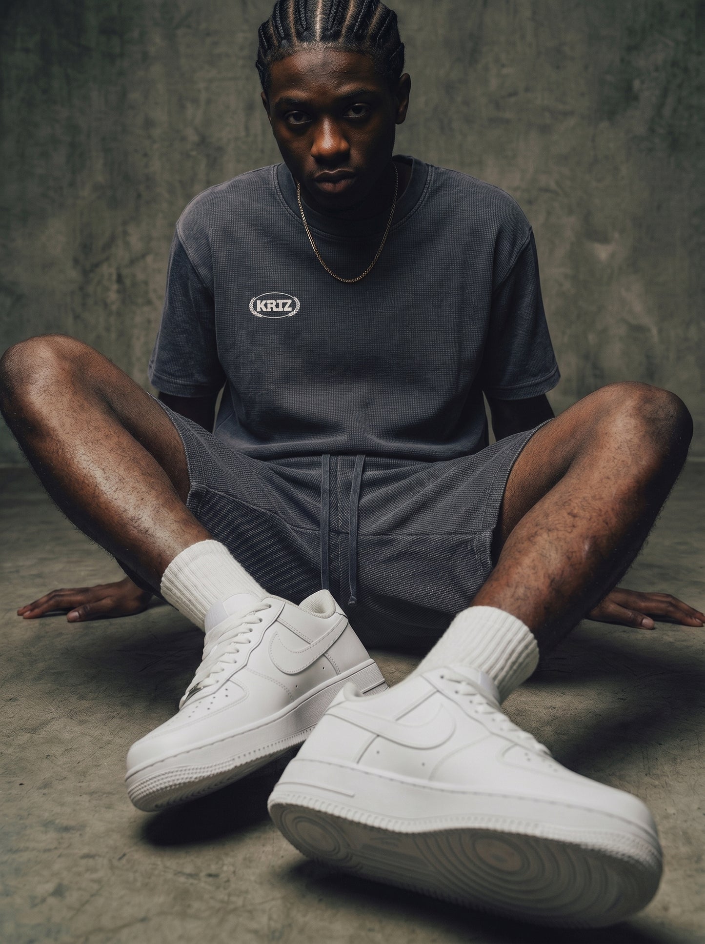 KORTEZ - Essential Waffle Knit Tee / Blue