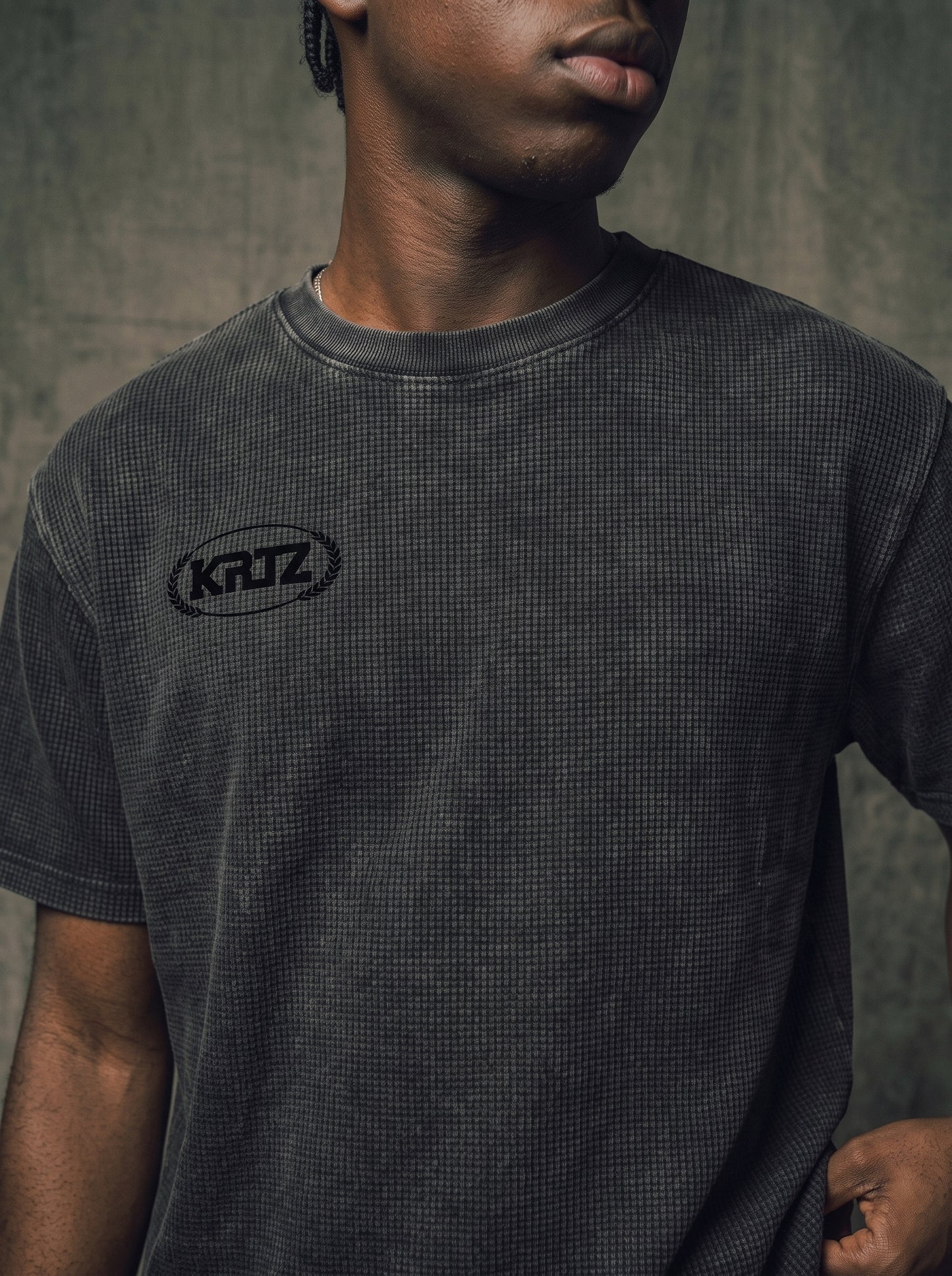 KORTEZ - Essential Waffle Knit Tee / Black