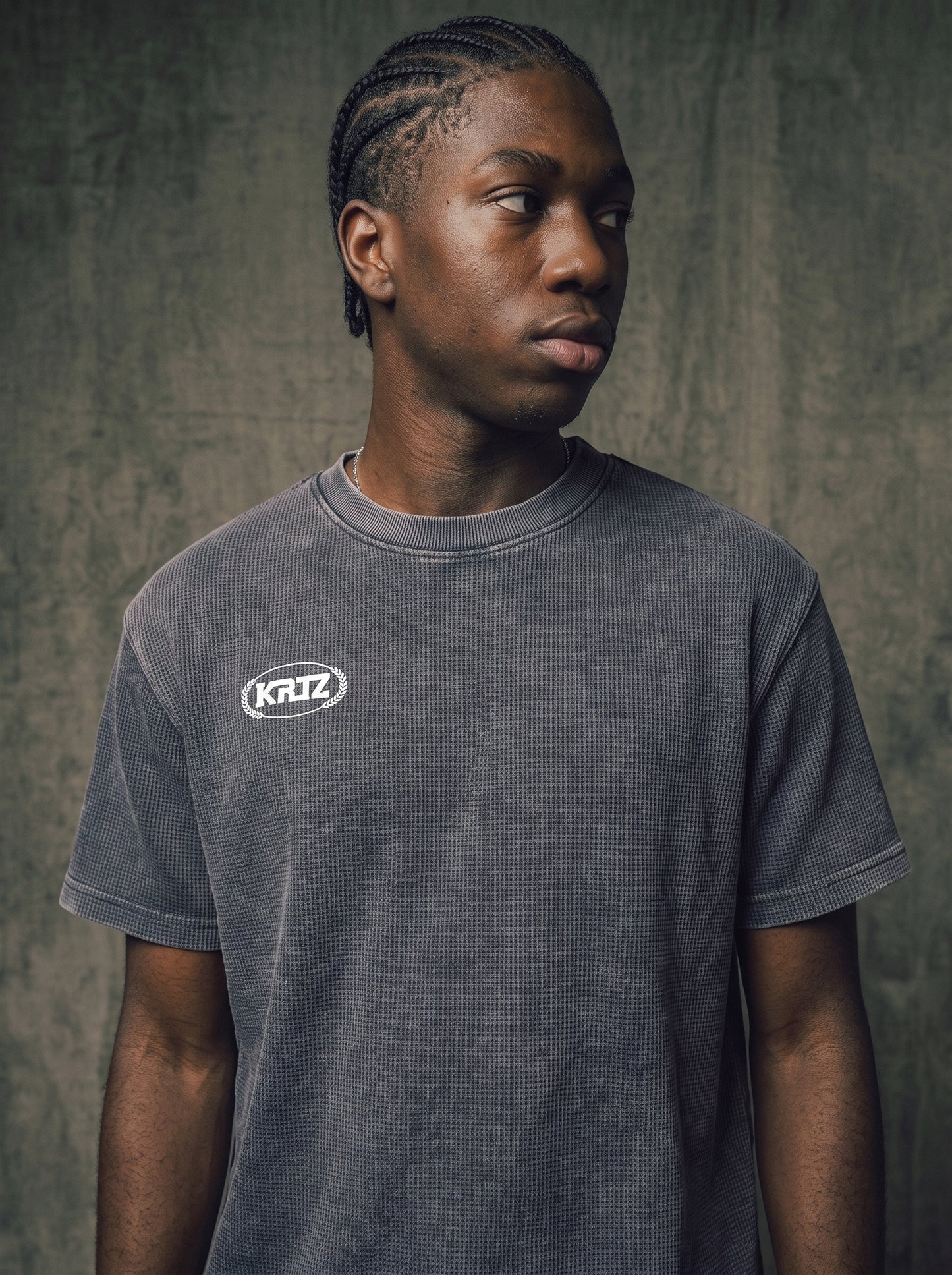 KORTEZ - Essential Waffle Knit Tee / Blue