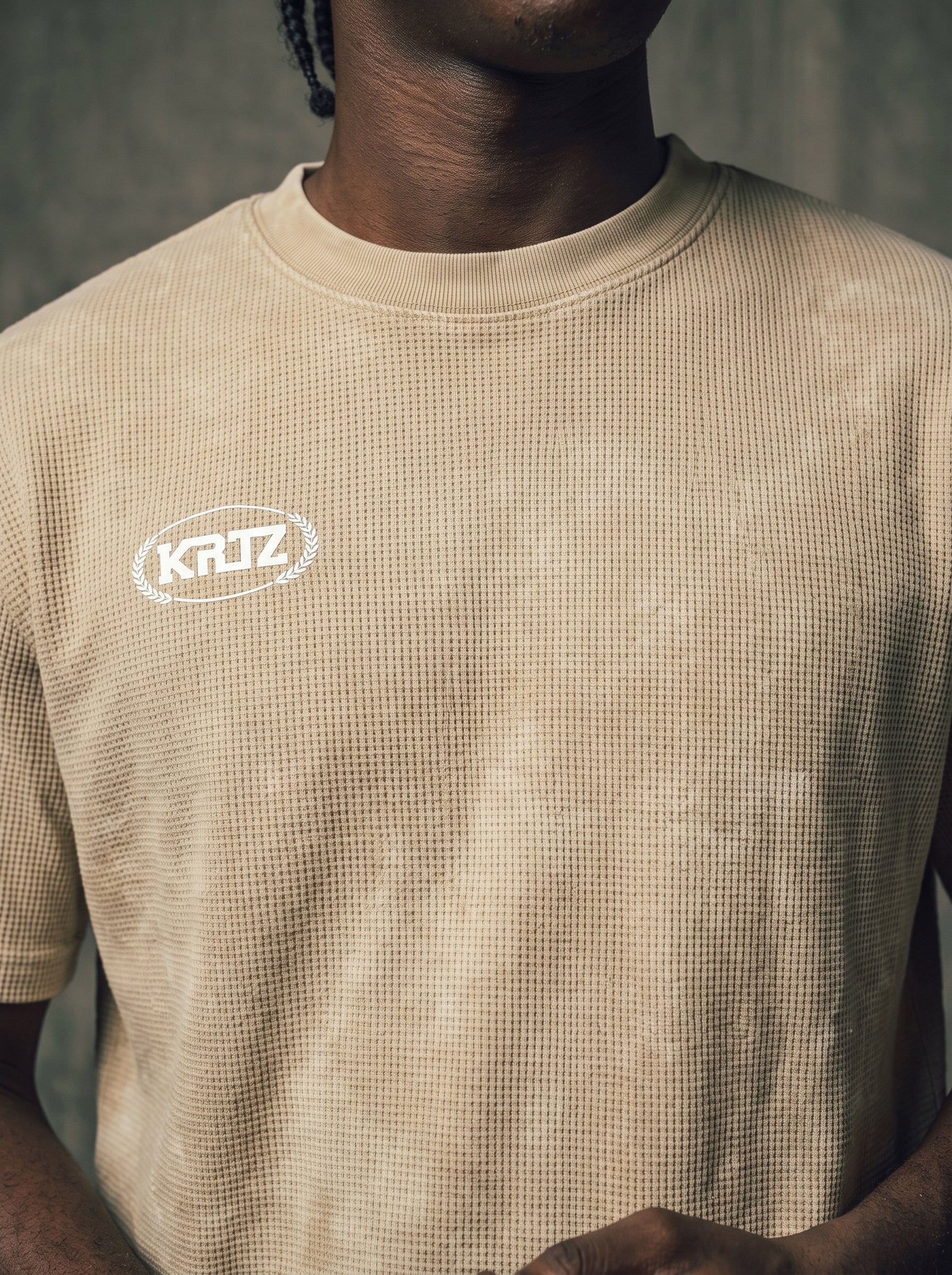 KORTEZ - Essential Waffle Knit Tee / Light Apricot