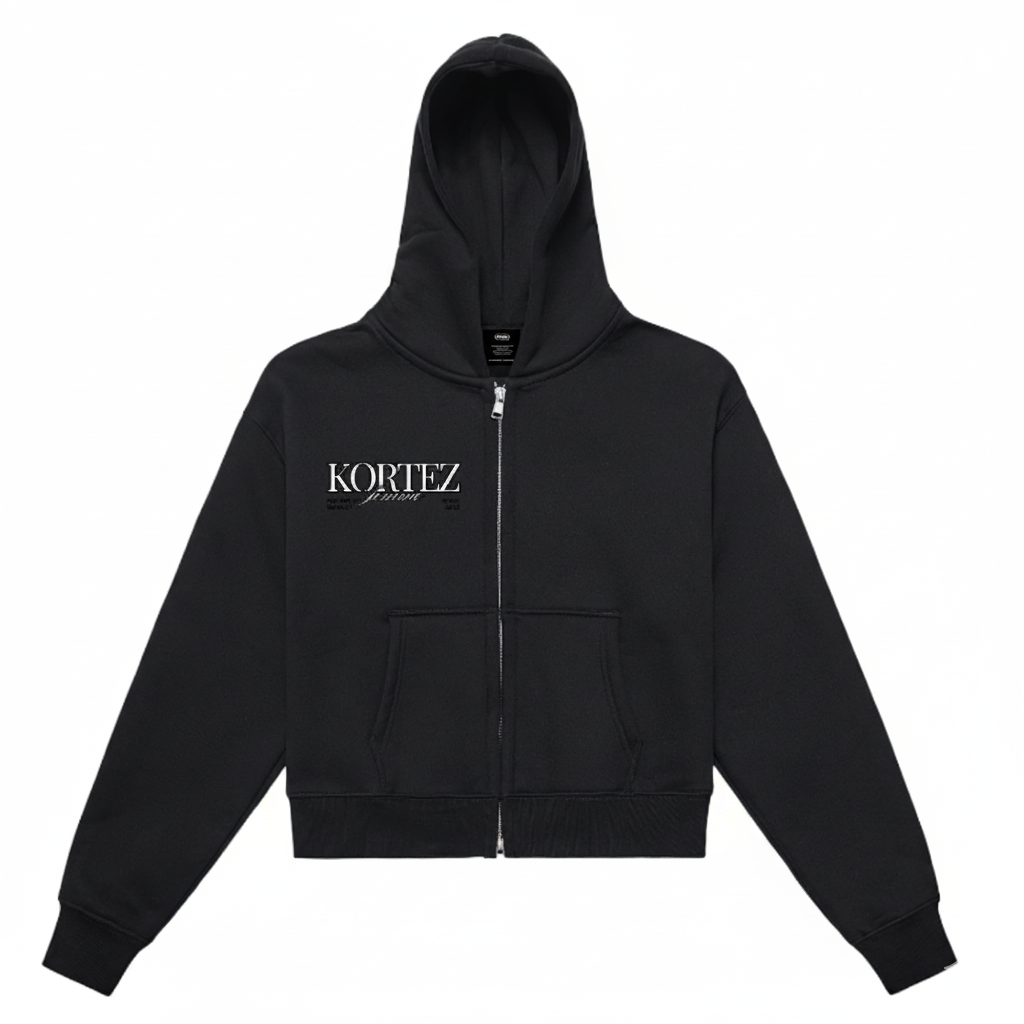 KORTEZ - Femme Crop Fleece Zip / Black