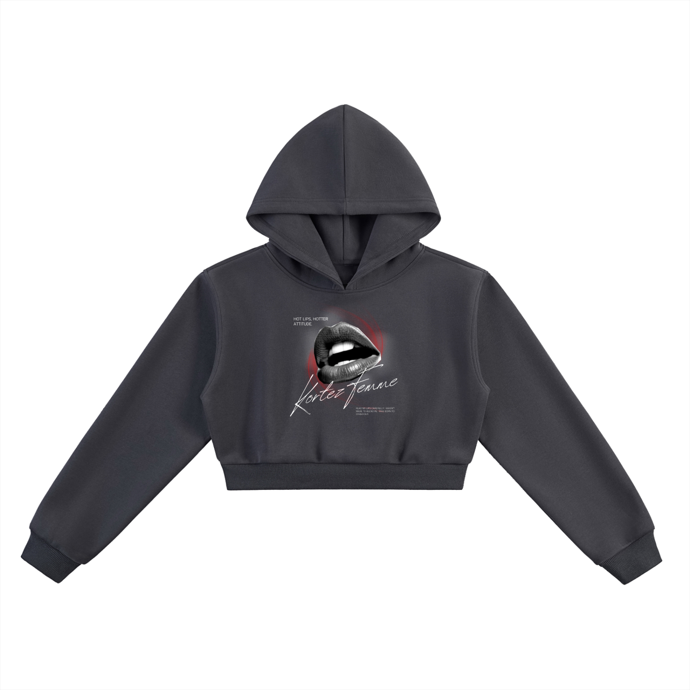KORTEZ – Femme Essential Cropped Hoodie / Charcoal Gray