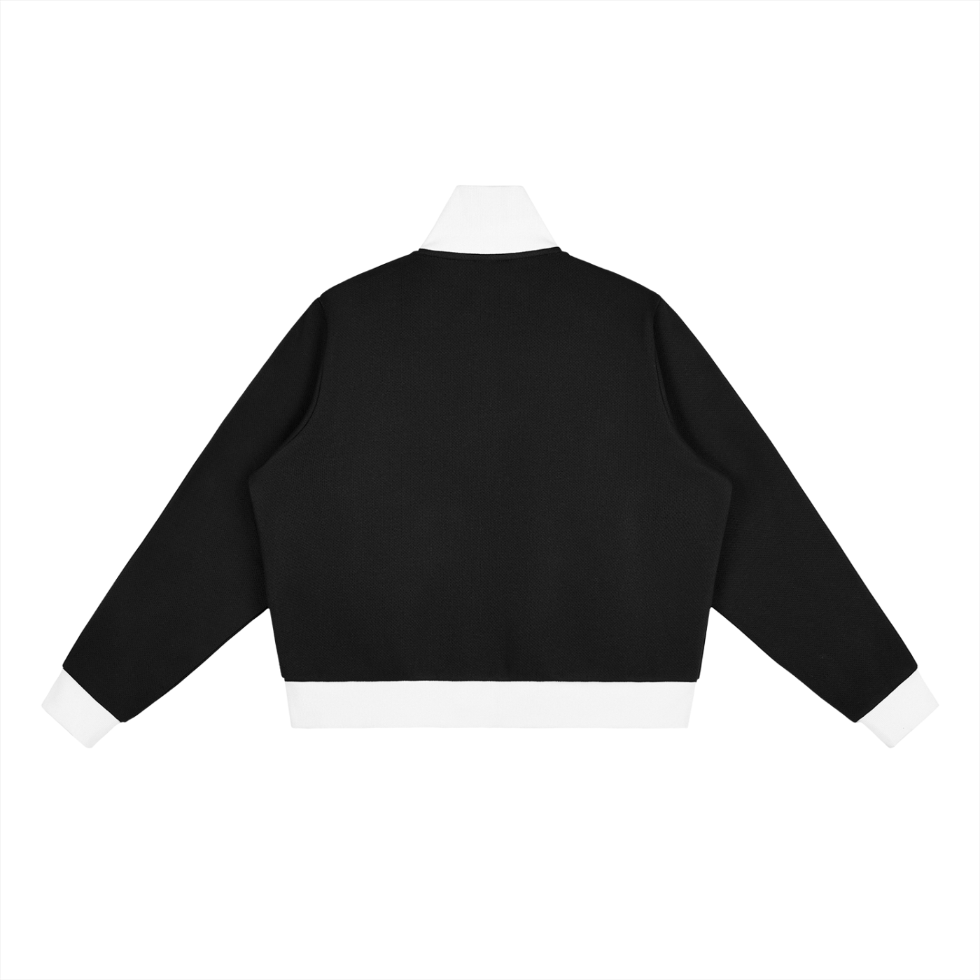 KORTEZ - Fleece Cropped Jacket / Black & White