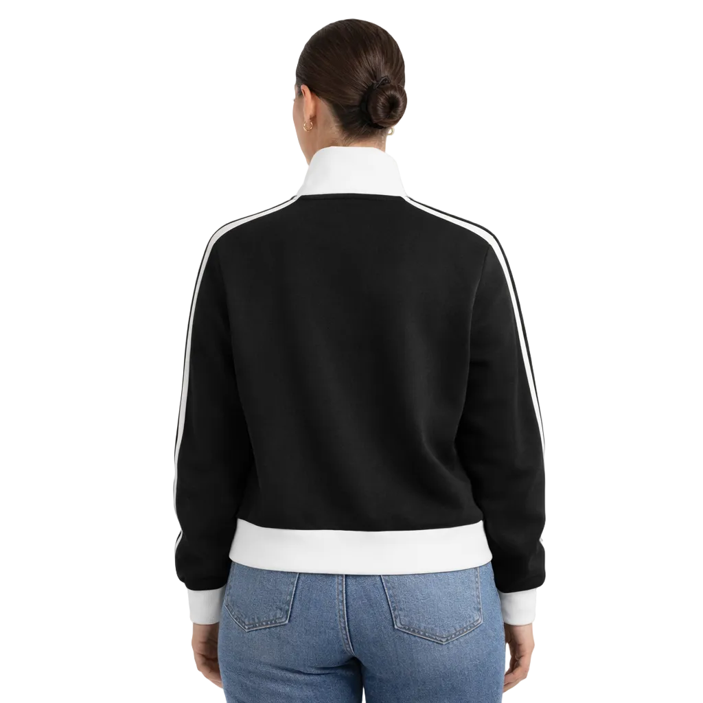 KORTEZ - Fleece Cropped Jacket / Black & White