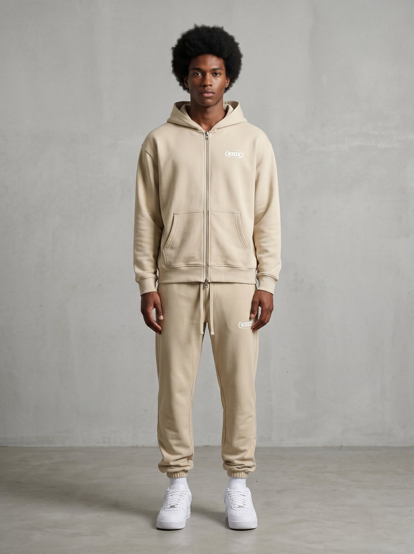 KORTEZ - Full Zip Hoodie / Apricot