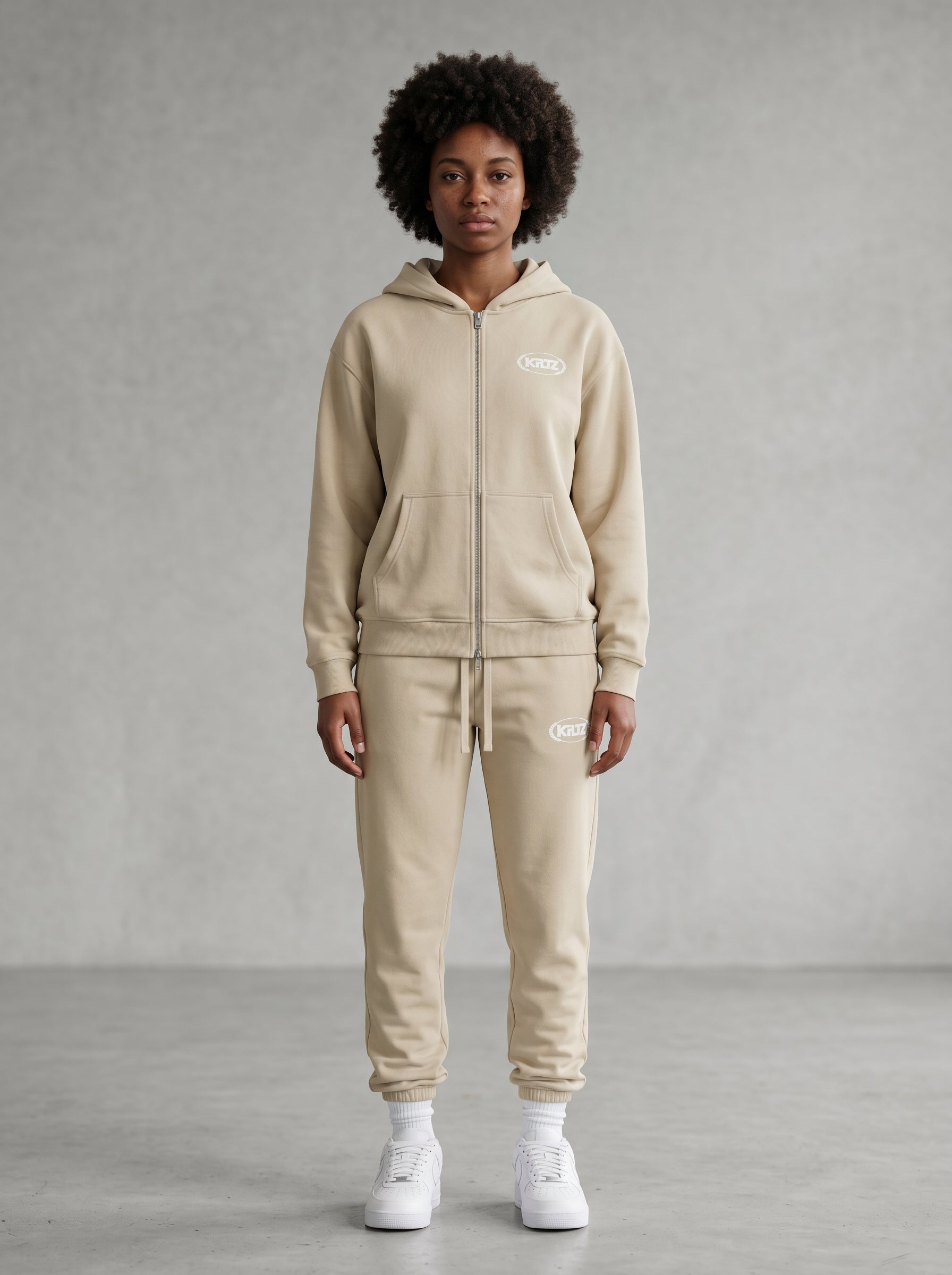 KORTEZ - Full Zip Hoodie / Apricot