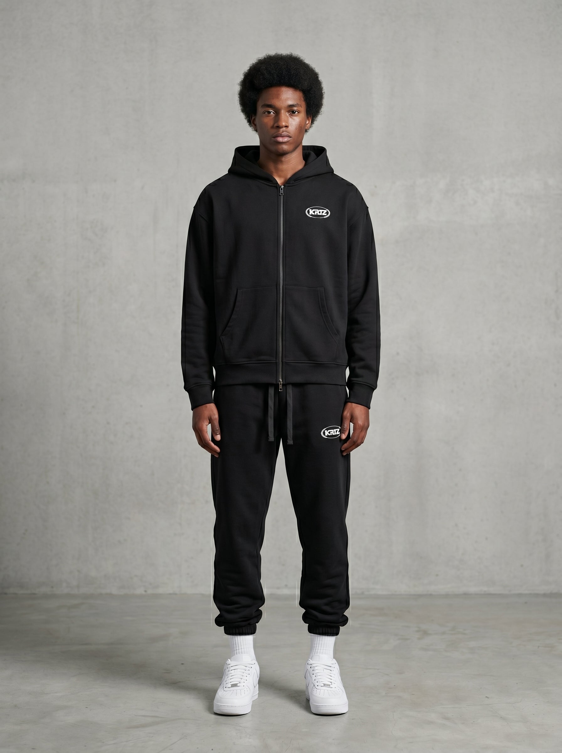 KORTEZ - Full Zip Hoodie / Black