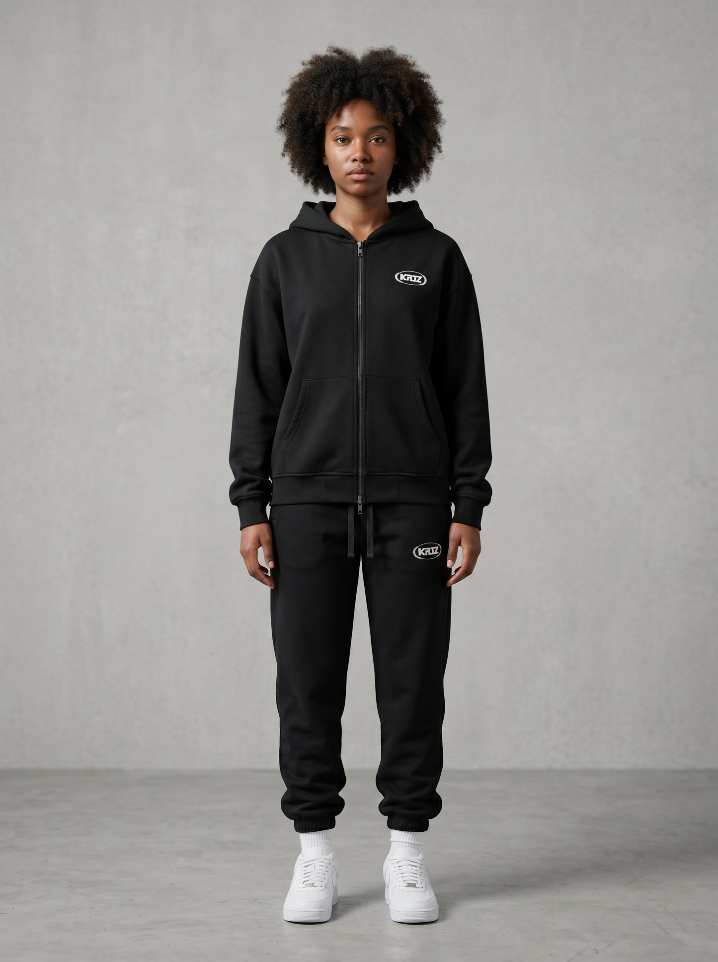 KORTEZ - Full Zip Hoodie / Black