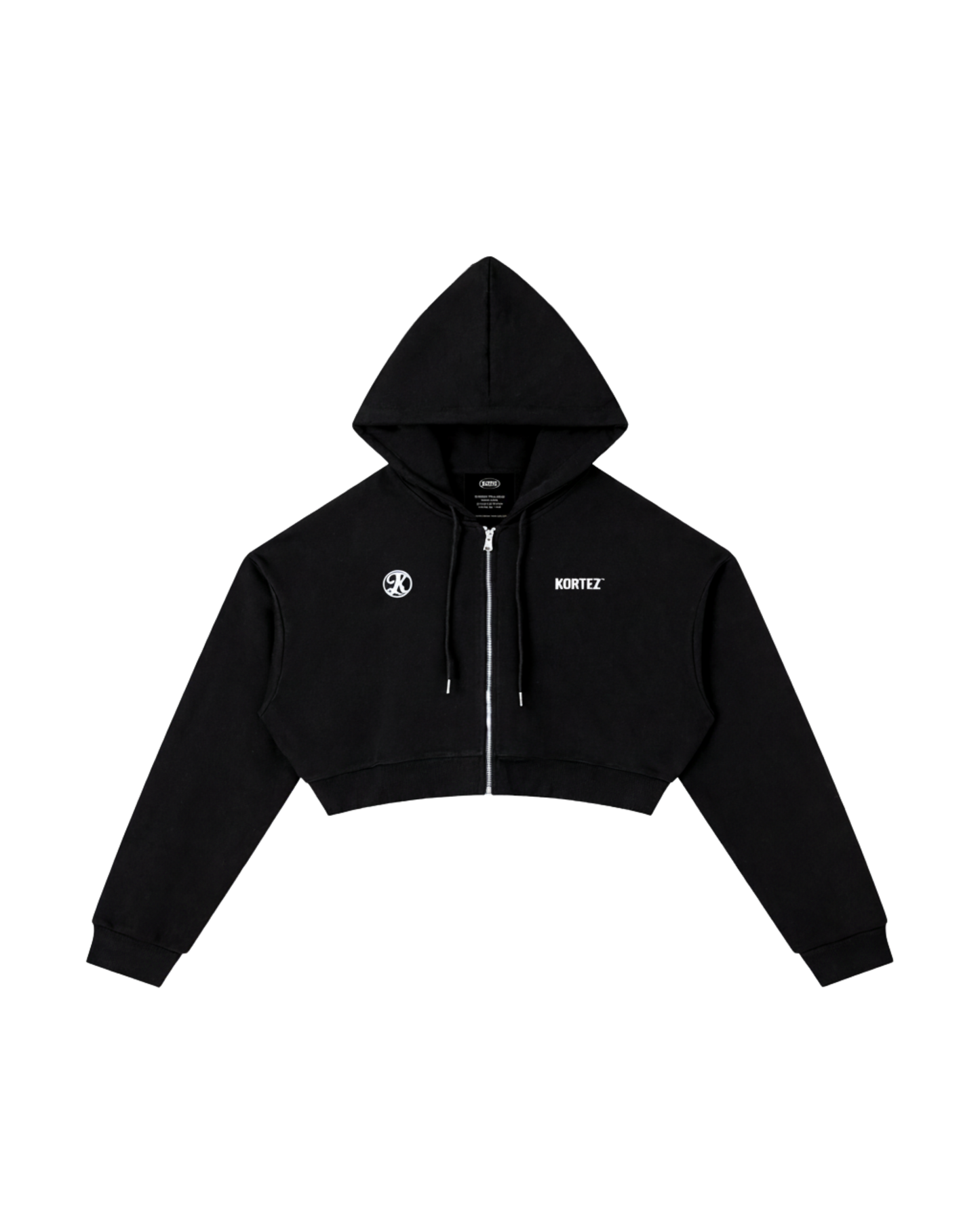 KORTEZ – Icon Crop Zip Hoodie / Black