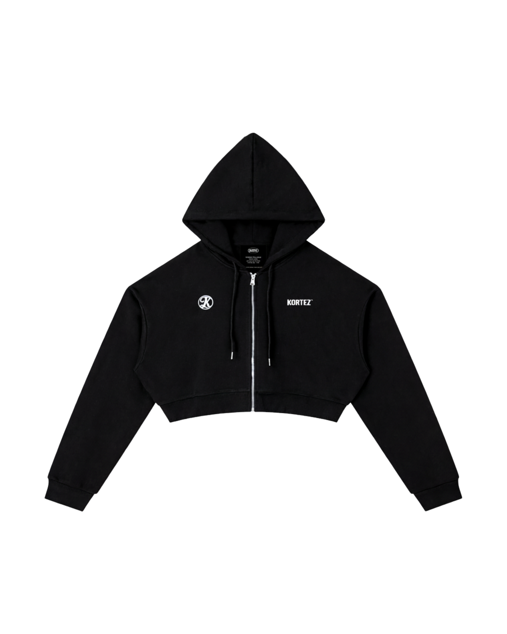 KORTEZ – Icon Crop Zip Hoodie / Black