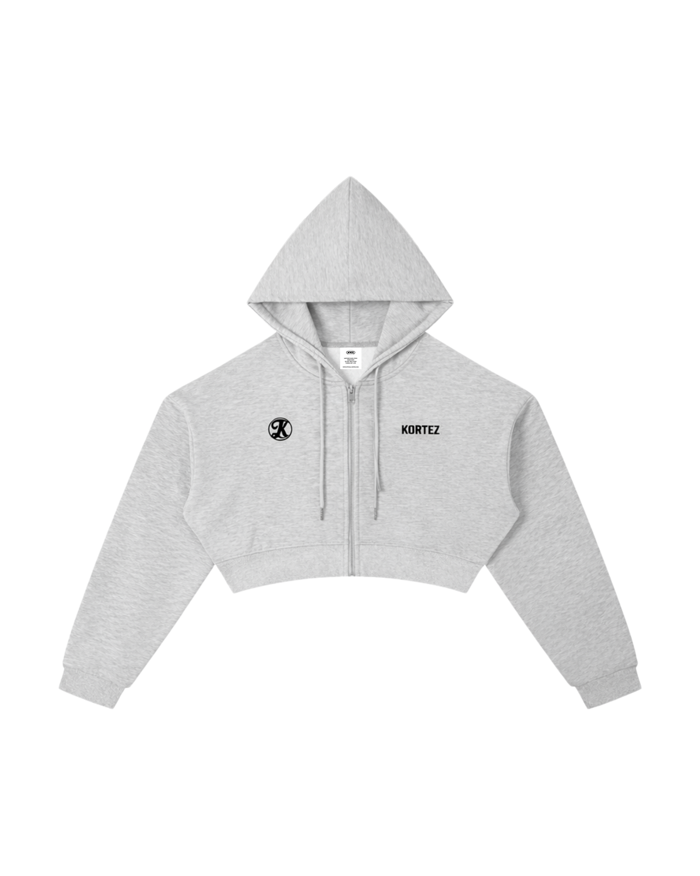 KORTEZ – Icon Crop Zip Hoodie / Flower Gray