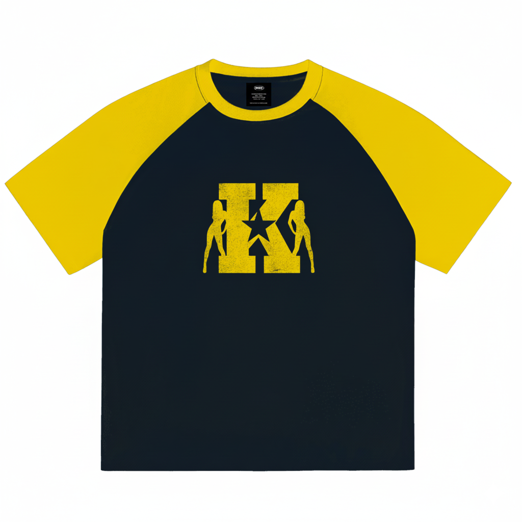 KORTEZ - Models Oversized Tee / Dark Blue & Yellow