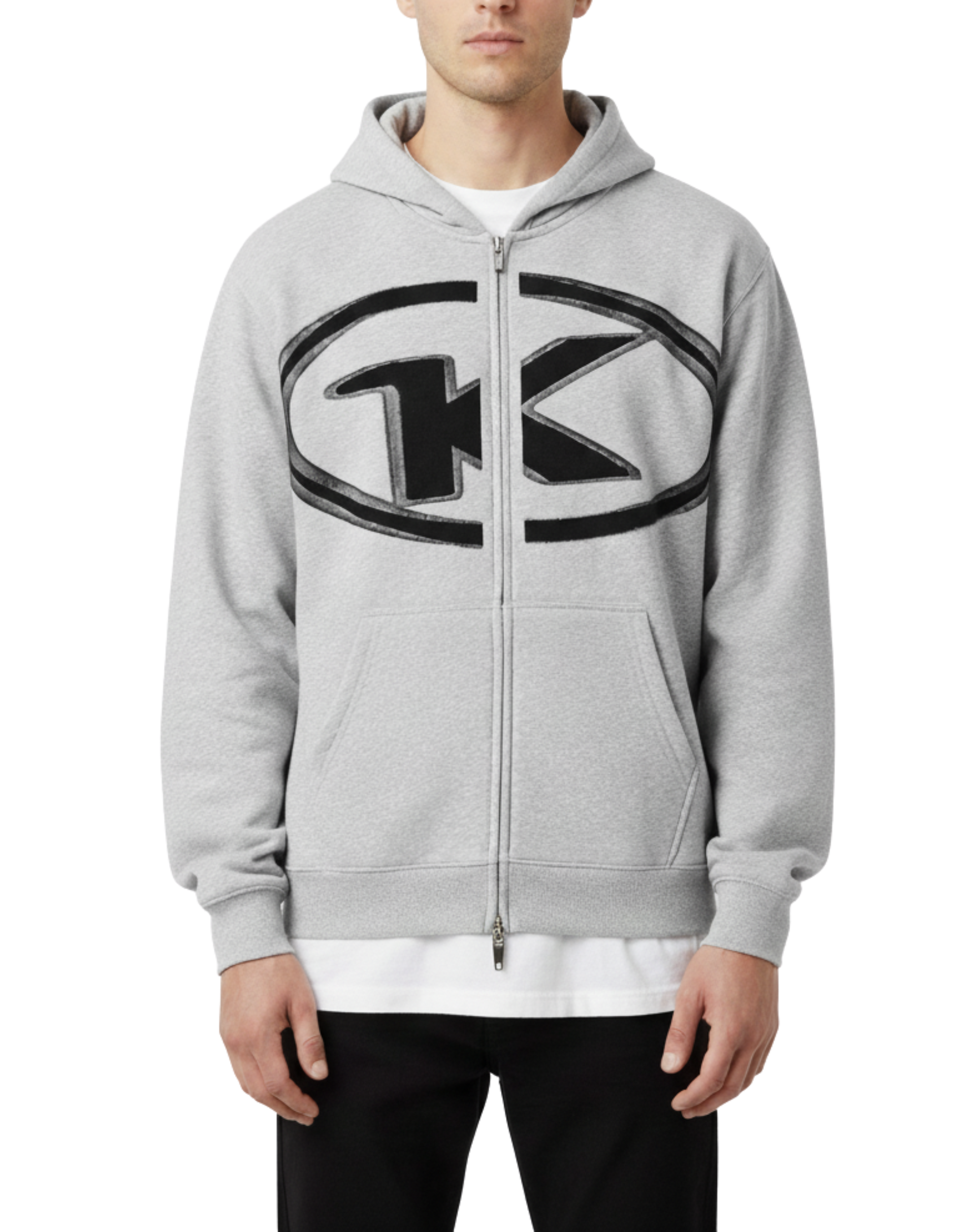KORTEZ - Monogram Essential Fleece Zip / Flower Gray