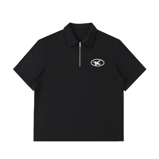 KORTEZ - Monogram Half-Zip Polo / Black