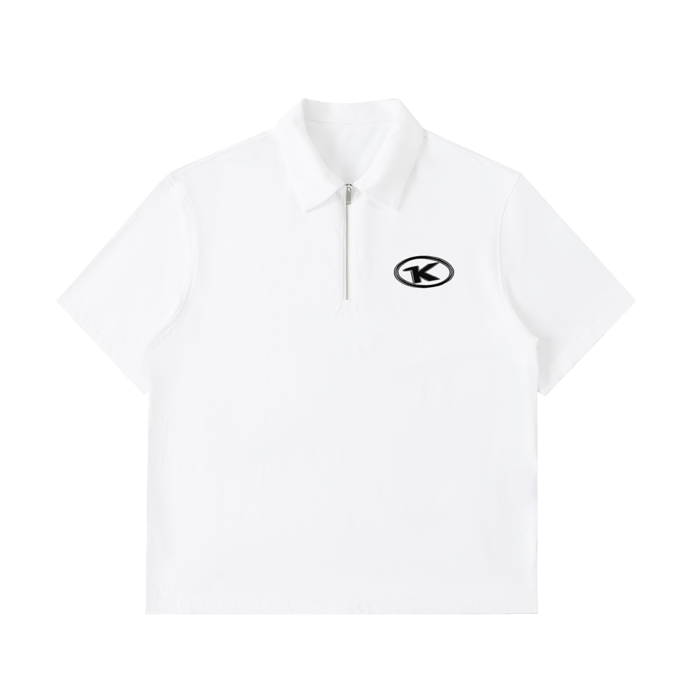 KORTEZ - Monogram Half-Zip Polo / White