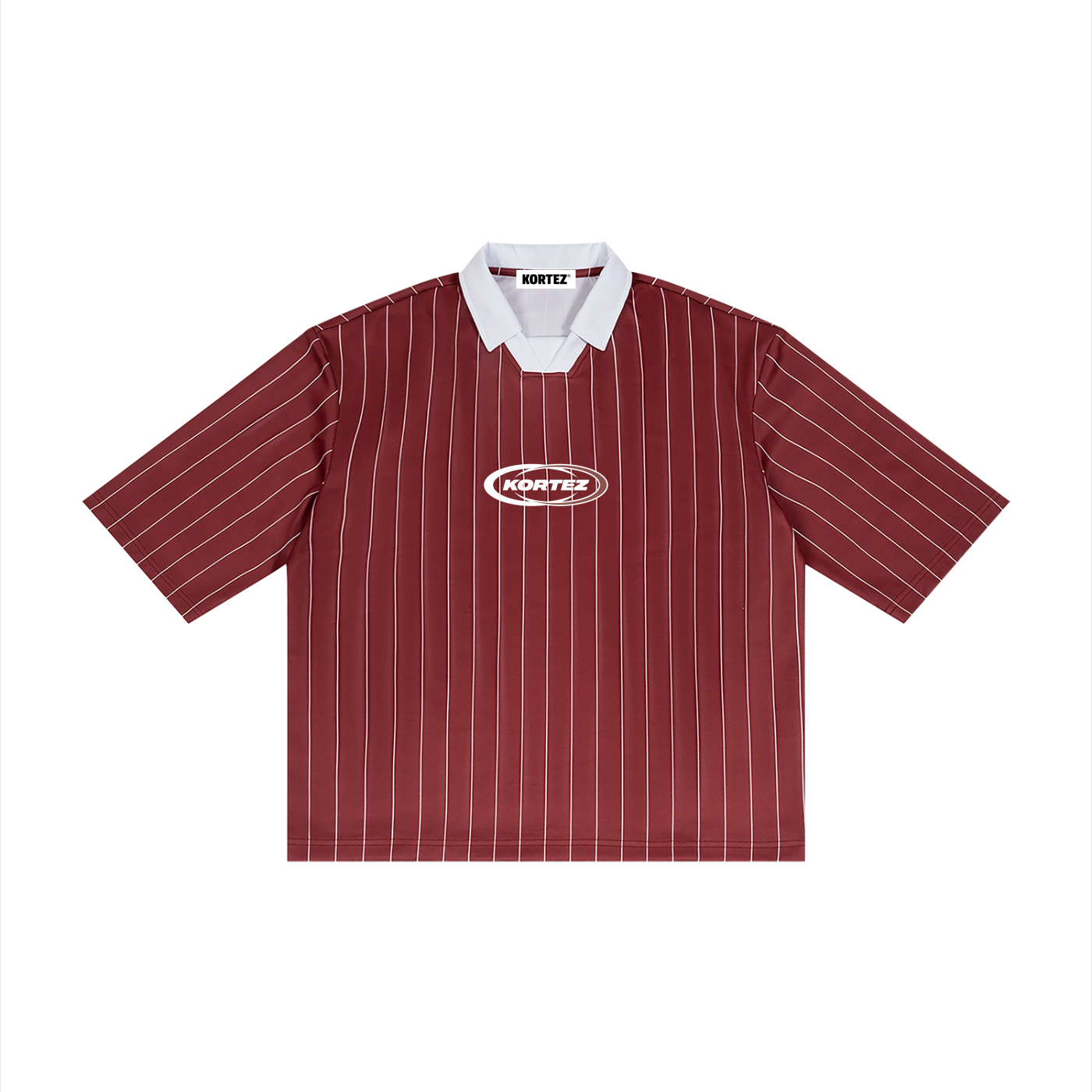 KORTEZ - Pinstripe Collared Soccer Jersey / Red