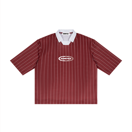 KORTEZ - Pinstripe Collared Soccer Jersey / Red