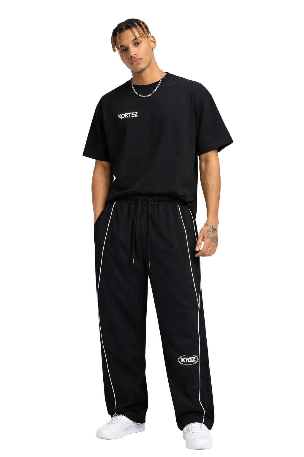 KORTEZ - Reflective Stripe Joggers / Black