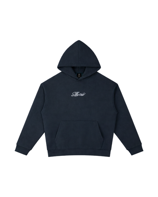 KORTEZ – Script Legacy Hoodie / Navy Blue