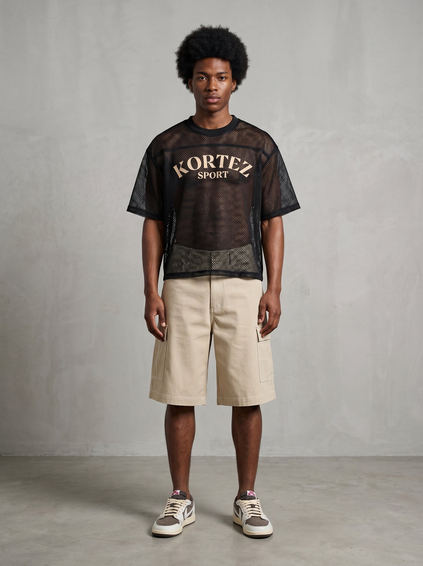 KORTEZ - See-through Net T-Shirt / Black