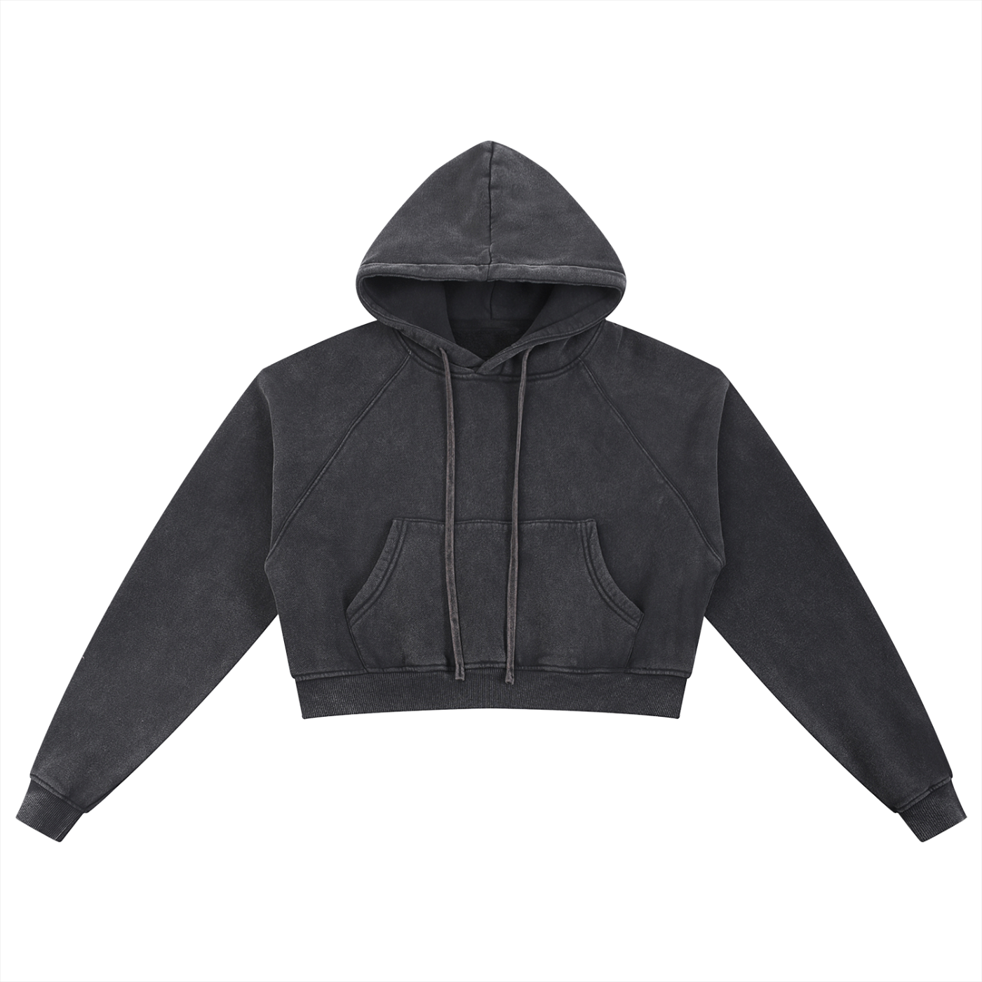 KORTEZ – Snow Washed Crop Hoodie / Black