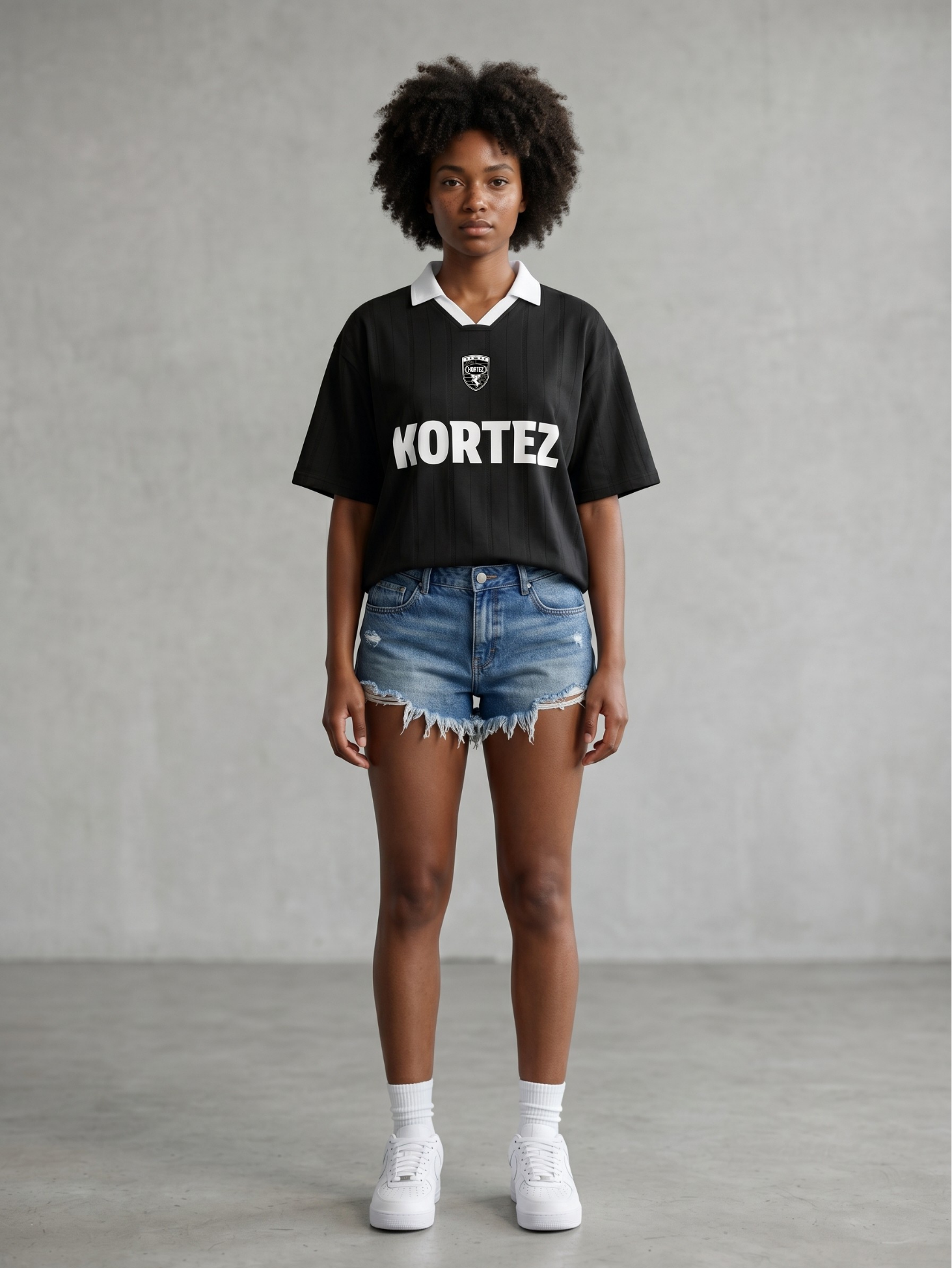 KORTEZ - Striped Soccer Jersey / Black