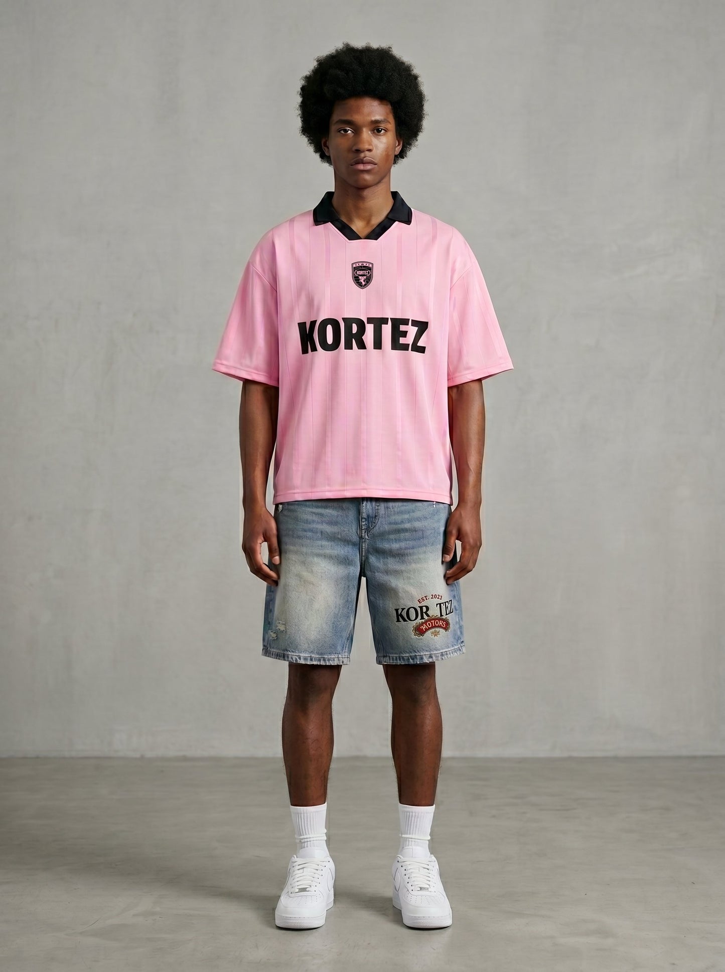 KORTEZ - Striped Soccer Jersey / Pink