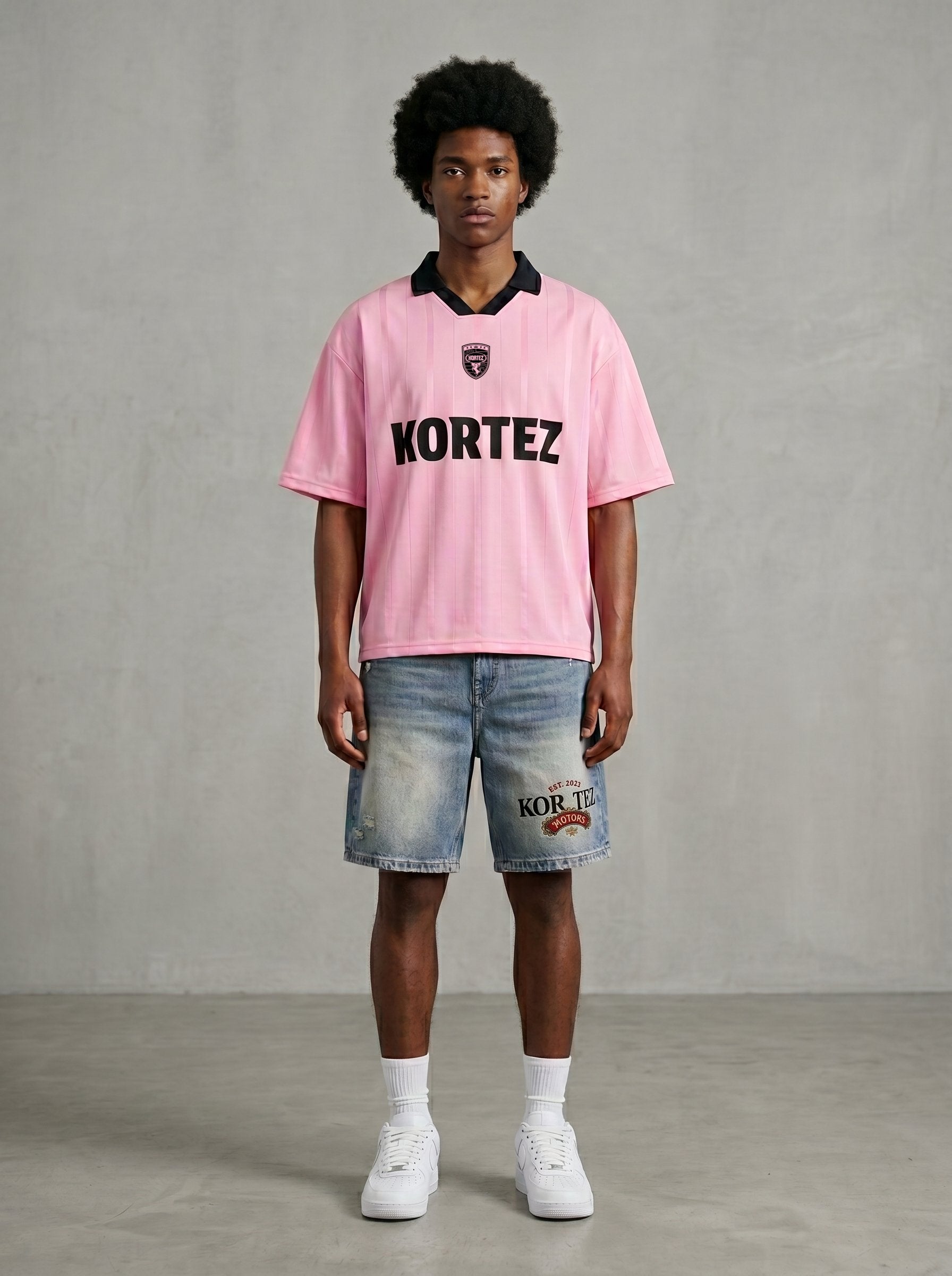 KORTEZ - Striped Soccer Jersey / Pink