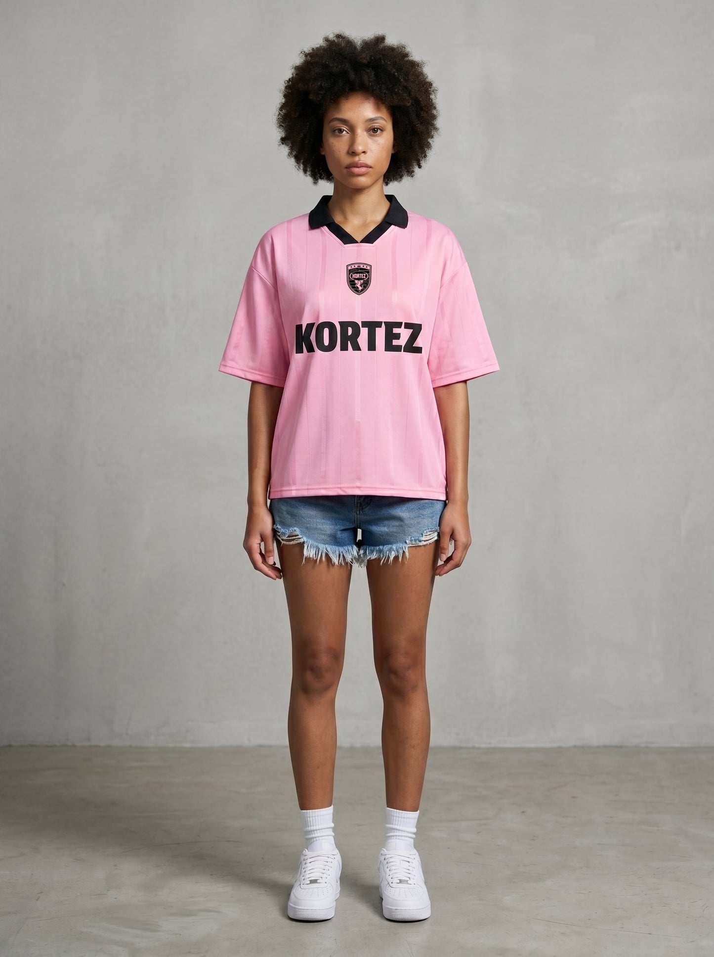 KORTEZ - Striped Soccer Jersey / Pink