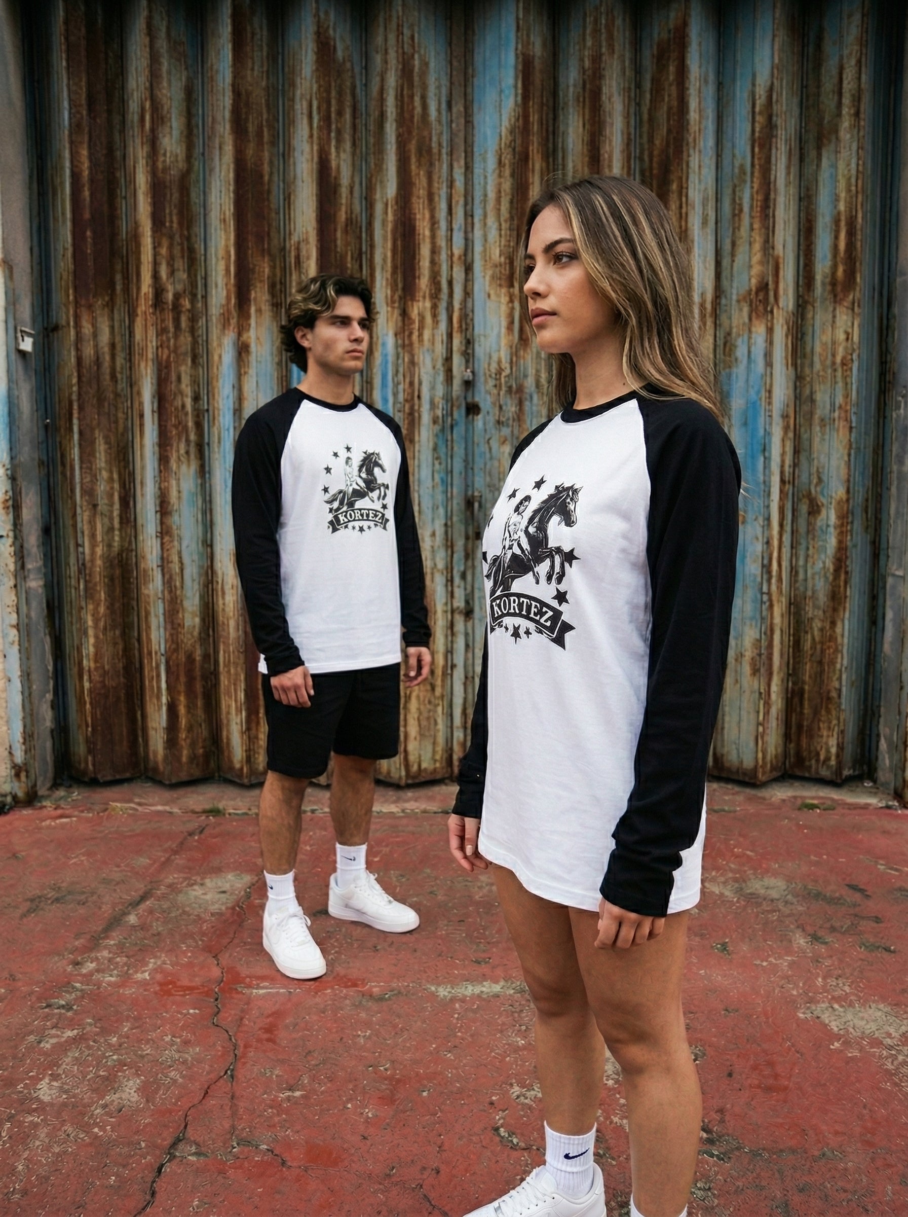 KORTEZ - Two Tone Long-Sleeve / White & Black