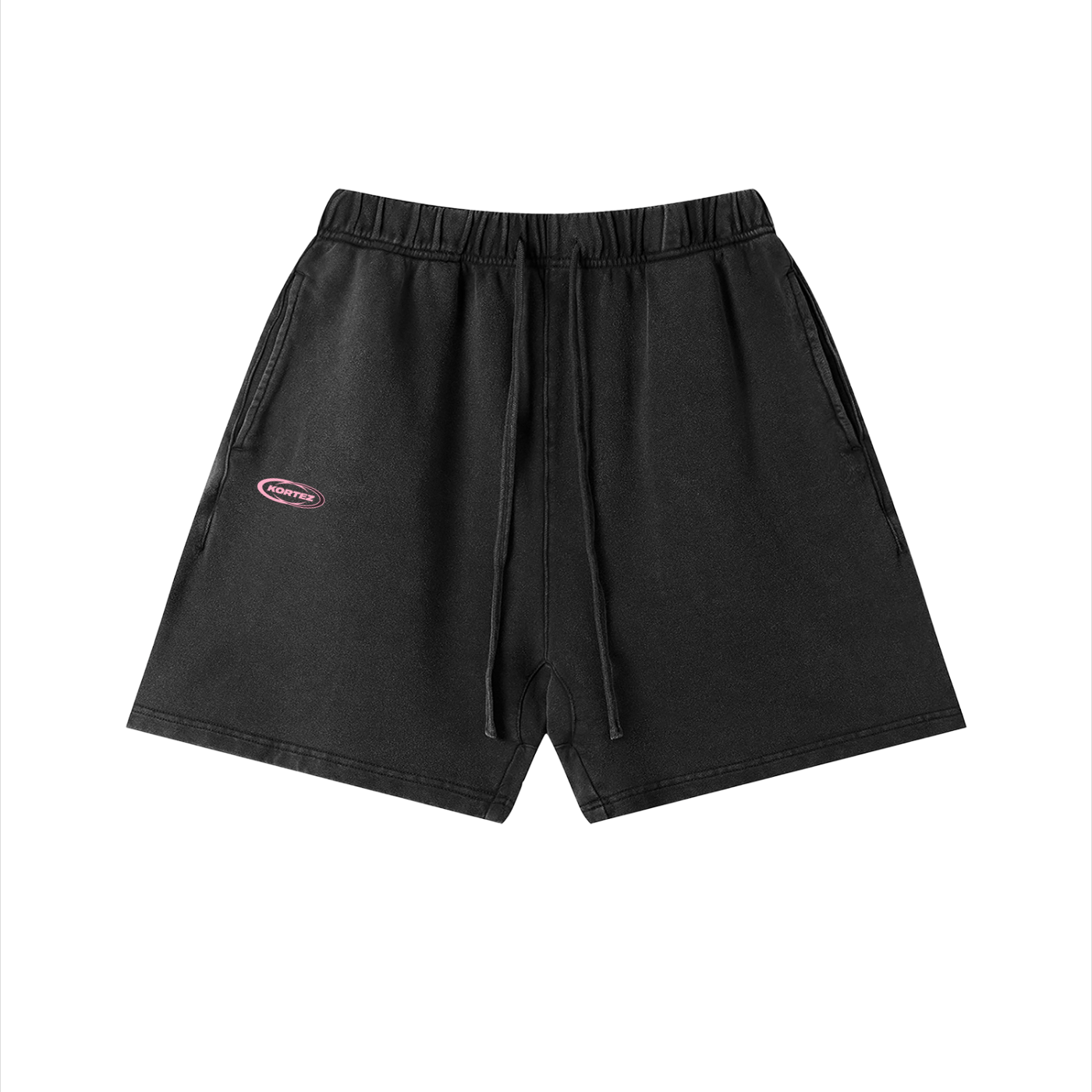 KORTEZ - Vintage Wash Cotton Shorts / Black